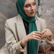 Hijab Soie de Medine premium – Vert bouteille